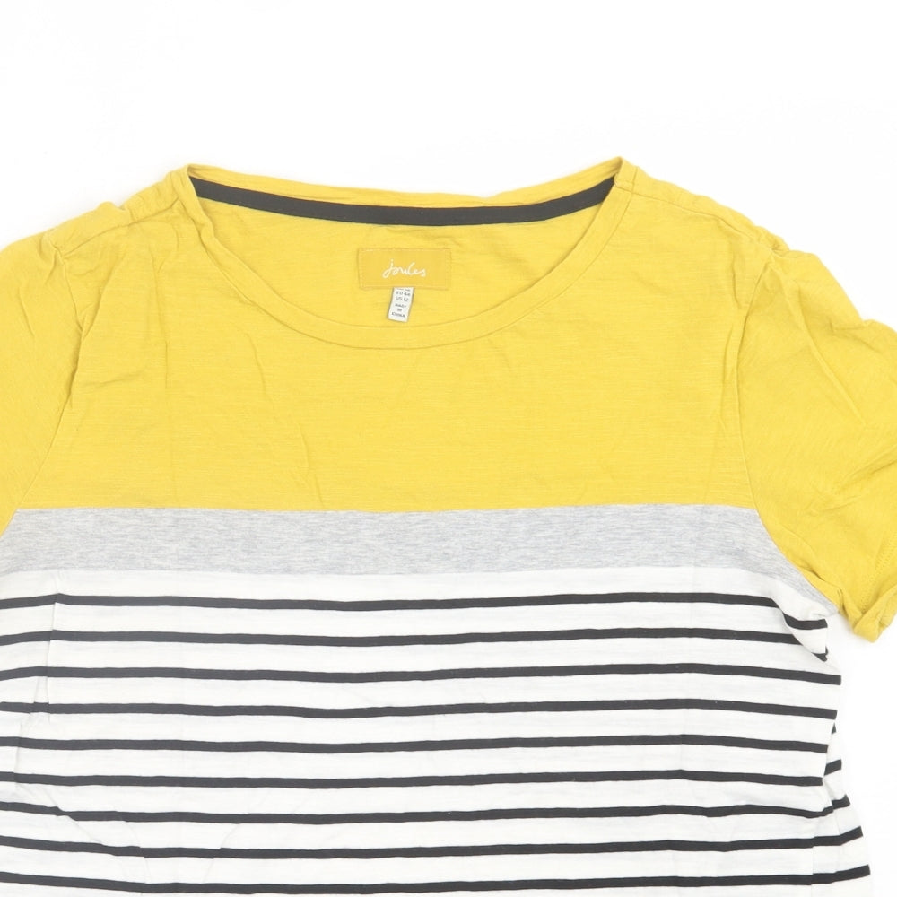 Joules Womens Multicoloured Striped Cotton Basic T-Shirt Size 16 Crew Neck