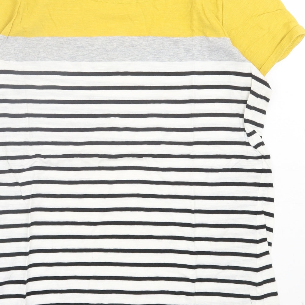 Joules Womens Multicoloured Striped Cotton Basic T-Shirt Size 16 Crew Neck