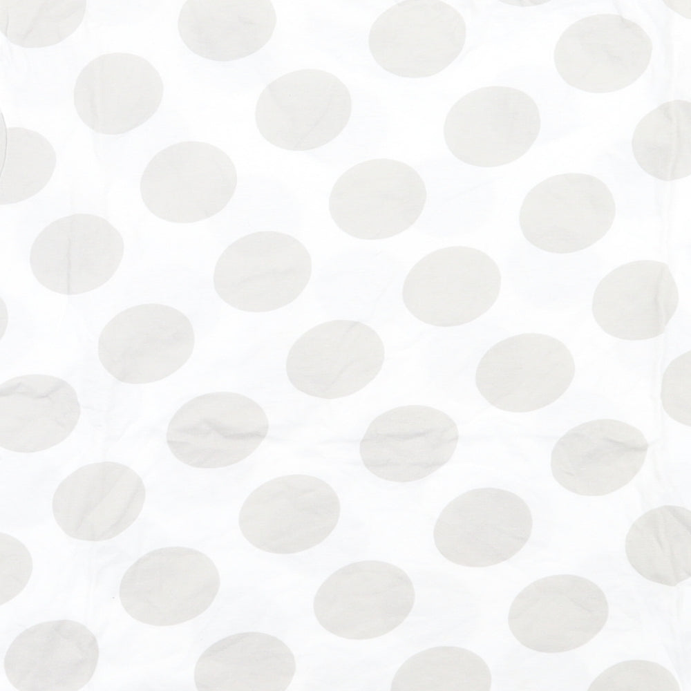 Marks and Spencer Womens White Polka Dot Cotton Basic T-Shirt Size 14 Crew Neck