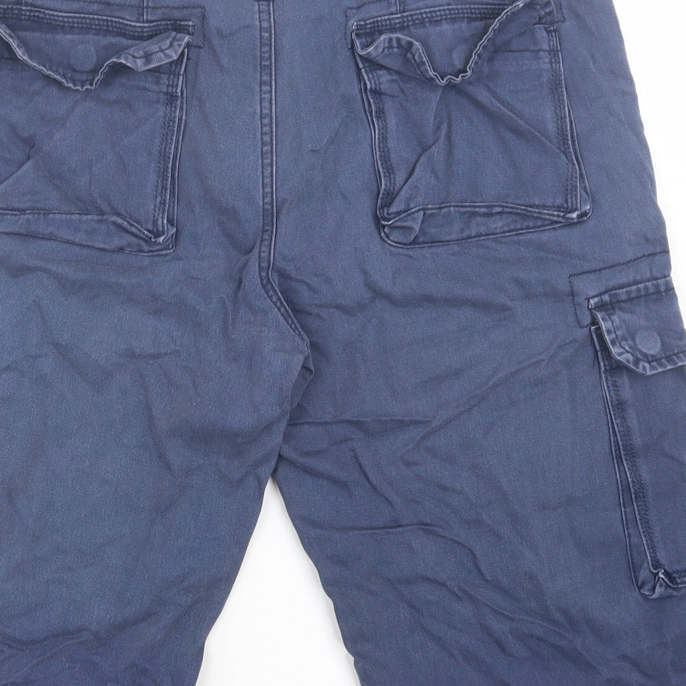 Wolf & York Mens Blue Cotton Cargo Shorts Size M L14 in Regular Button