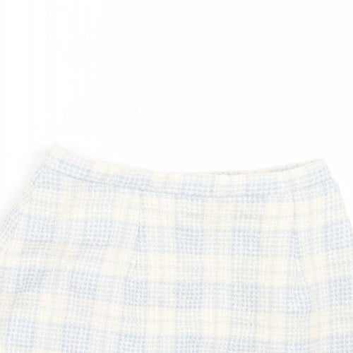 Dorothy Perkins Womens Blue Plaid Acrylic A-Line Skirt Size 8 Button