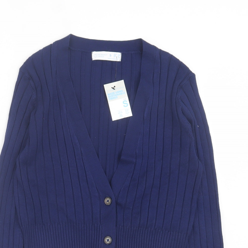 Primark Womens Blue V-Neck Viscose Cardigan Jumper Size S