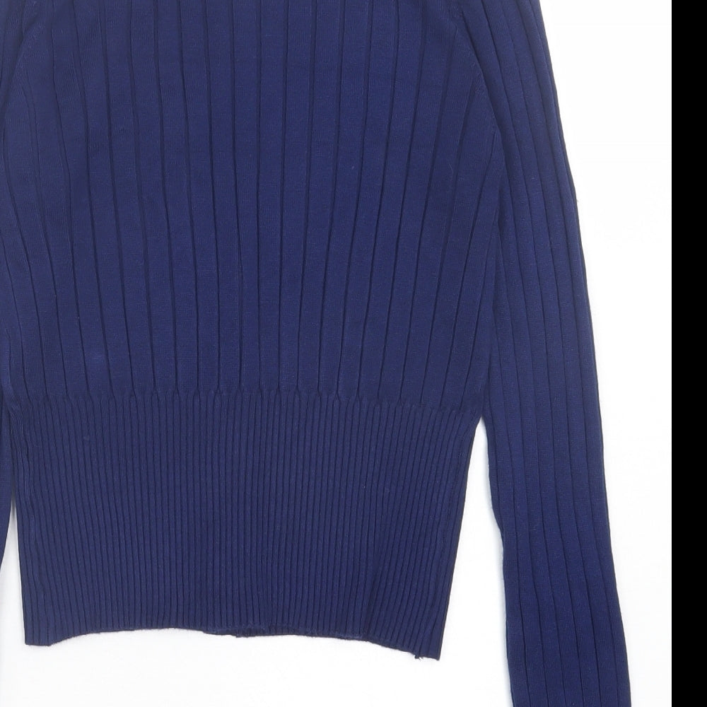 Primark Womens Blue V-Neck Viscose Cardigan Jumper Size S