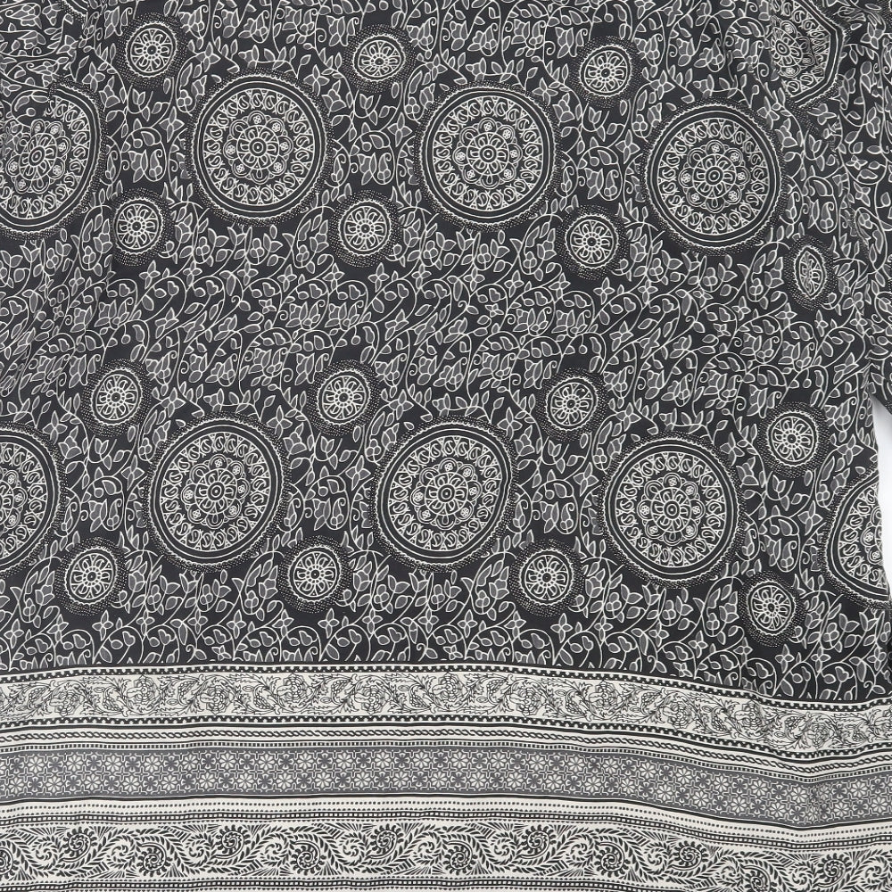 Masai Womens Black Geometric Viscose A-Line Size 2XL Crew Neck Pullover