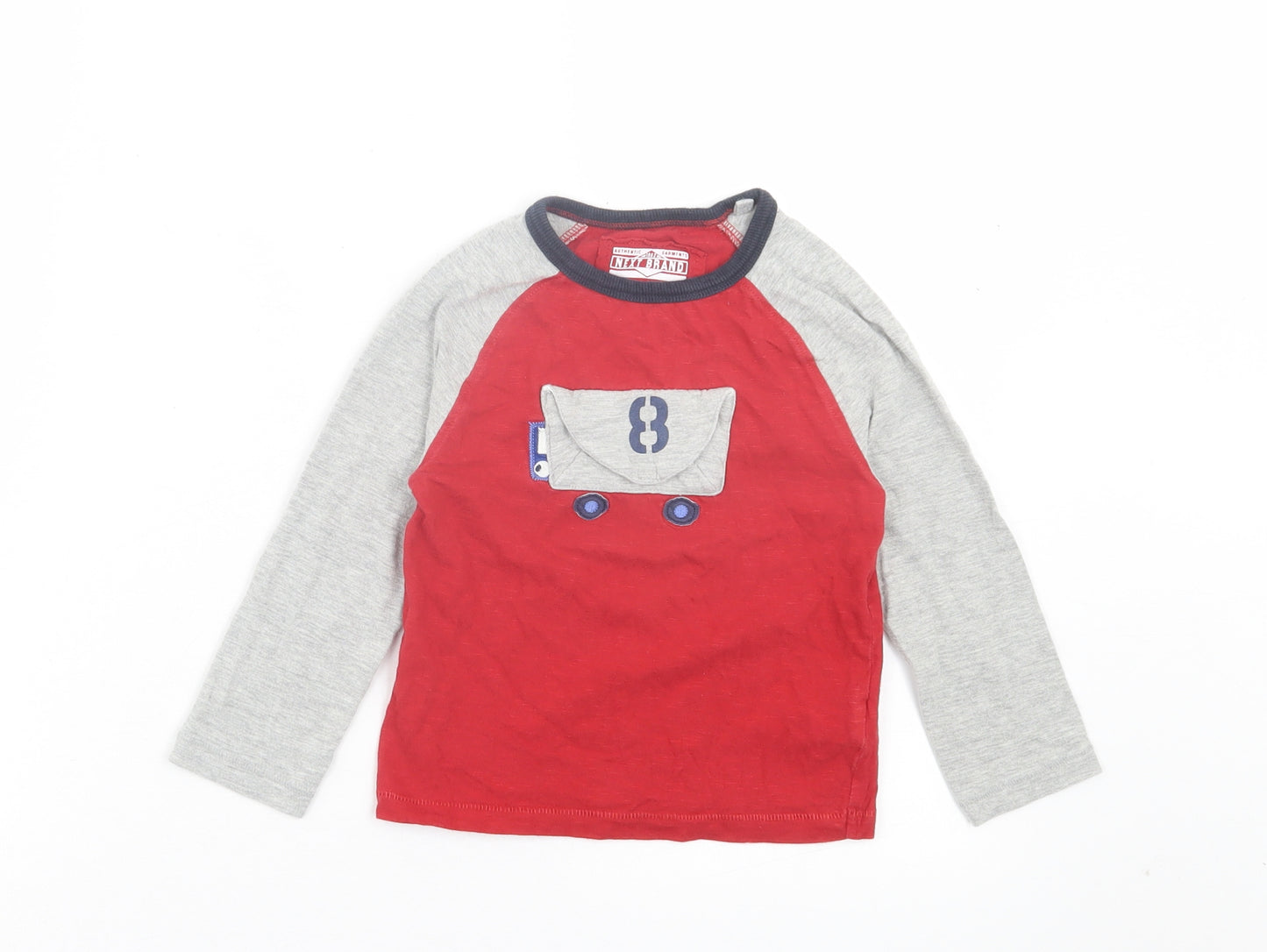NEXT Boys Red Cotton Basic Casual Size 2-3 Years Crew Neck Pullover - Mail