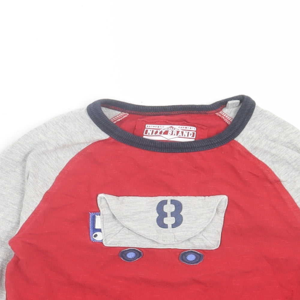 NEXT Boys Red Cotton Basic Casual Size 2-3 Years Crew Neck Pullover - Mail