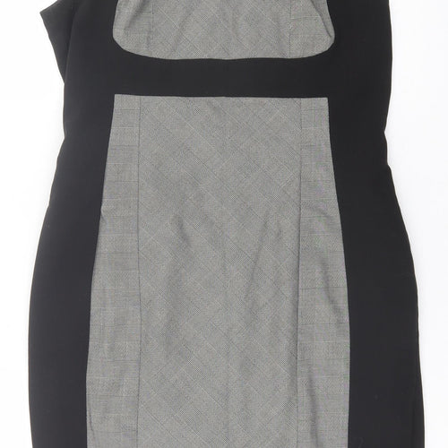 TU Womens Black Polyester Sheath Size 12 Square Neck Zip