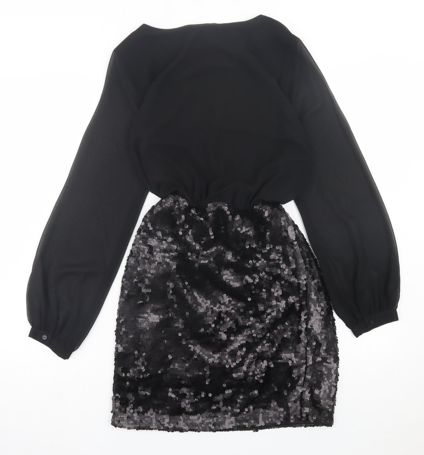 Papaya Womens Black Polyester A-Line Size 10 Crew Neck Pullover