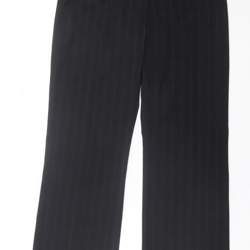 Klass Womens Black Striped Polyester Trousers Size 14 L30 in Regular Hook & Eye