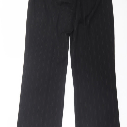 Klass Womens Black Striped Polyester Trousers Size 14 L30 in Regular Hook & Eye