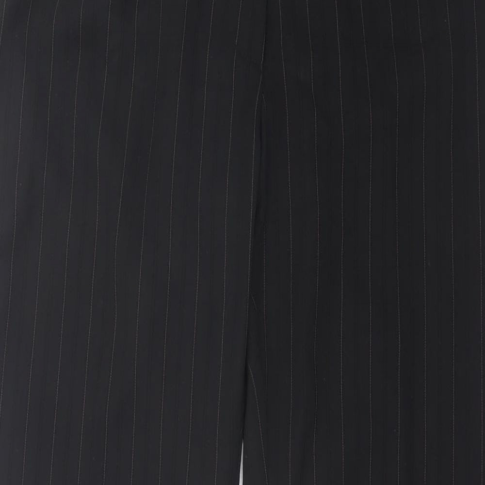 Klass Womens Black Striped Polyester Trousers Size 14 L30 in Regular Hook & Eye