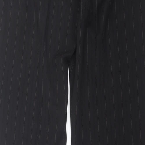 Klass Womens Black Striped Polyester Trousers Size 14 L30 in Regular Hook & Eye