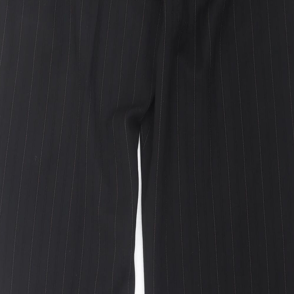 Klass Womens Black Striped Polyester Trousers Size 14 L30 in Regular Hook & Eye