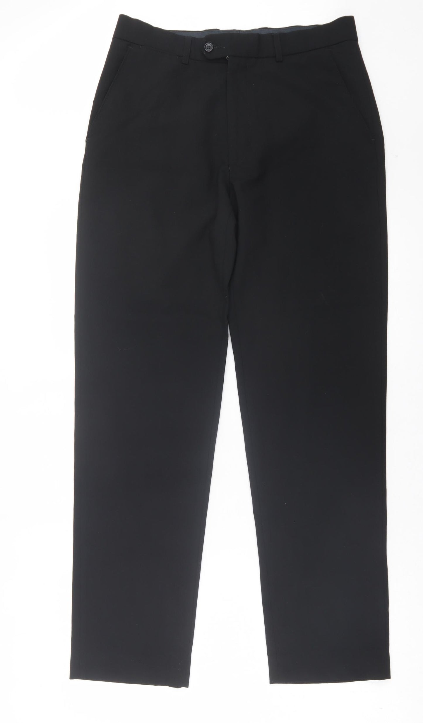 Burton Mens Black Wool Trousers Size 32 in L31 in Regular Button