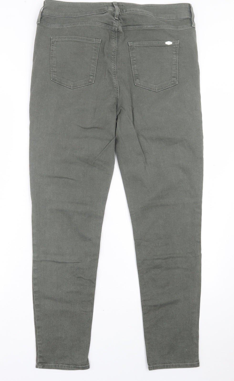 F&F Womens Green Cotton Straight Jeans Size 16 L29 in Regular Button