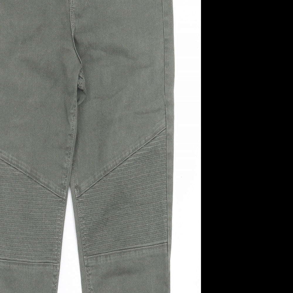 F&F Womens Green Cotton Straight Jeans Size 16 L29 in Regular Button