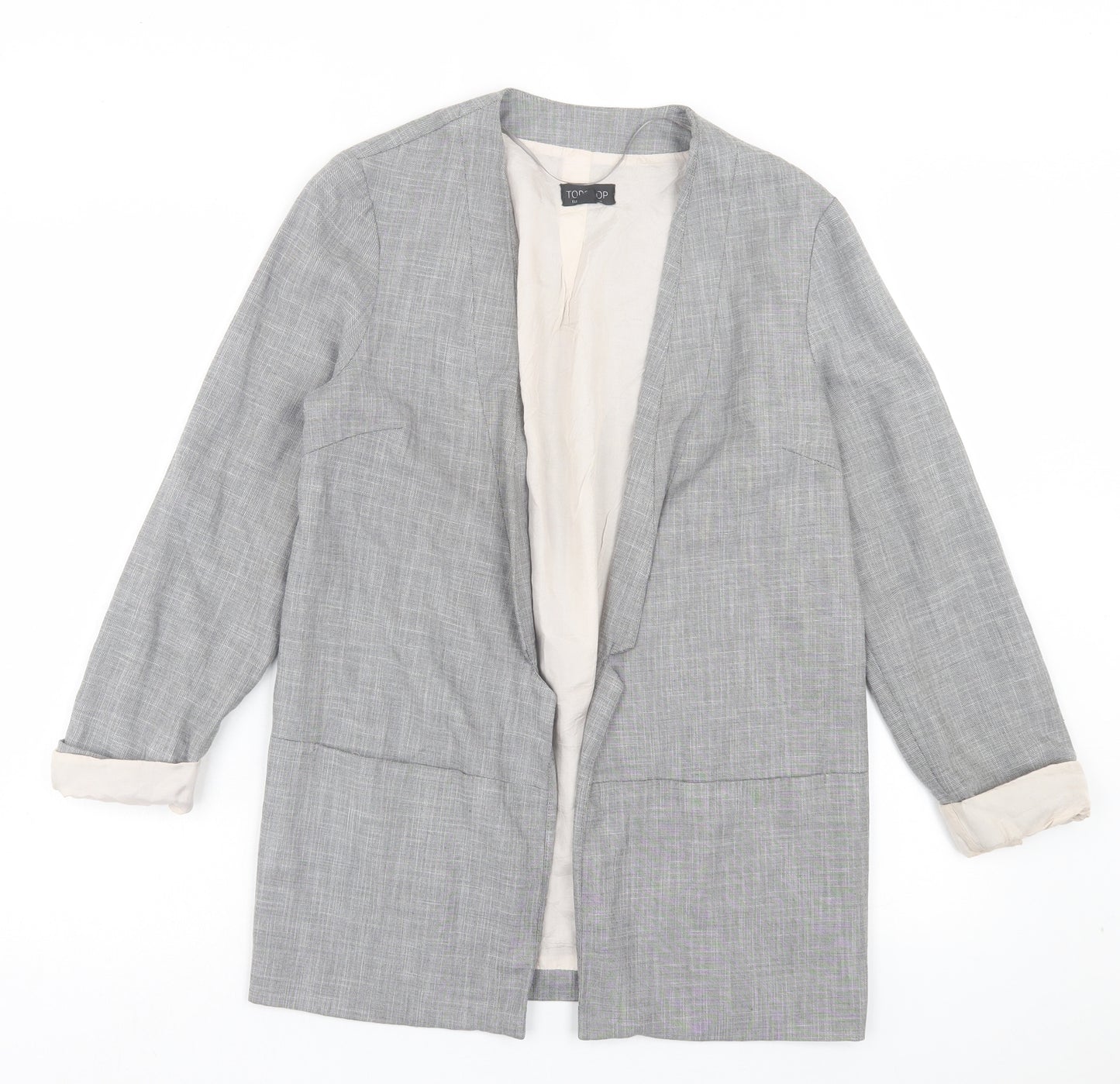 Topshop Womens Grey Jacket Blazer Size 10 - PullOver