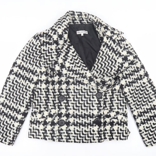 Lucchero Womens Black Geometric Jacket Size 14 Button
