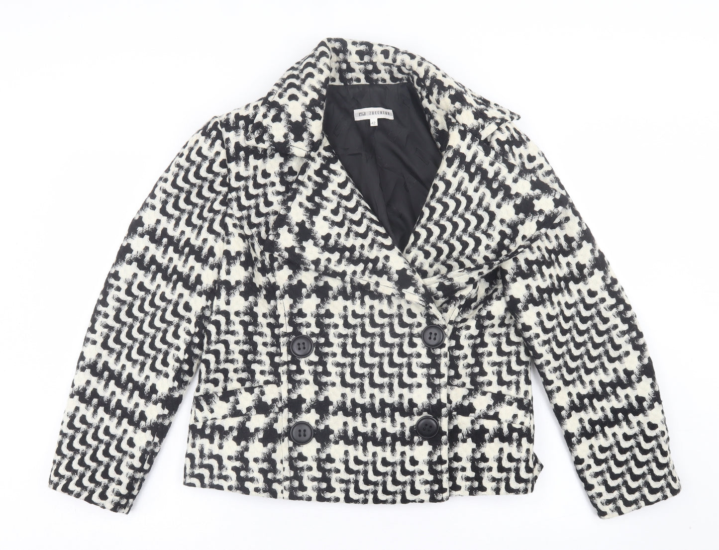 Lucchero Womens Black Geometric Jacket Size 14 Button