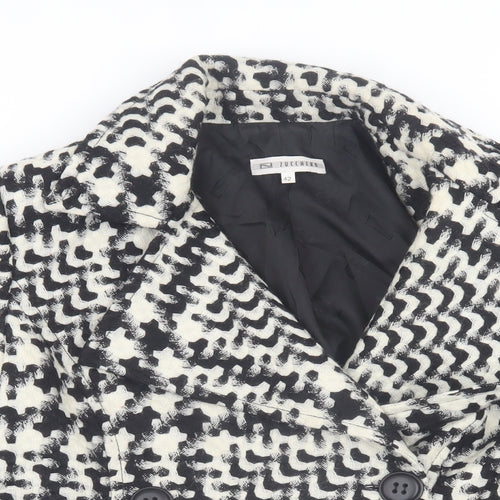 Lucchero Womens Black Geometric Jacket Size 14 Button