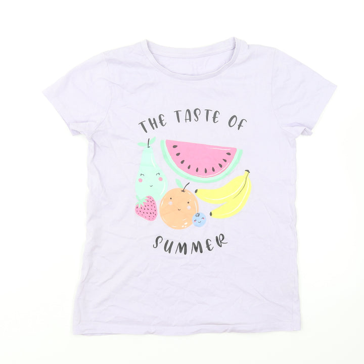 Dunnes Stores Girls Purple Cotton Basic T-Shirt Size 10-11 Years Round Neck Pullover - The Taste Of Summer