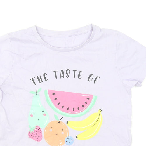 Dunnes Stores Girls Purple Cotton Basic T-Shirt Size 10-11 Years Round Neck Pullover - The Taste Of Summer