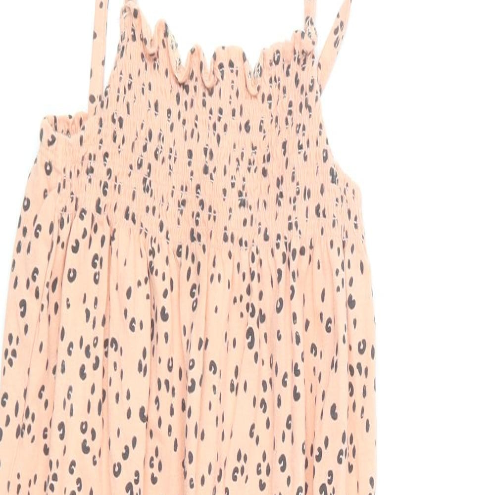 H&M Girls Orange Animal Print Cotton Dungaree One-Piece Size 3-4 Years Pullover