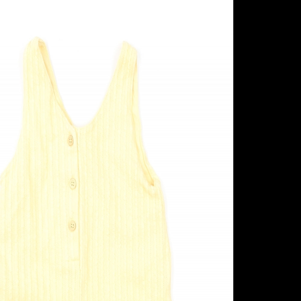 Zara Girls Yellow Cotton Playsuit One-Piece Size 3-4 Years Pullover