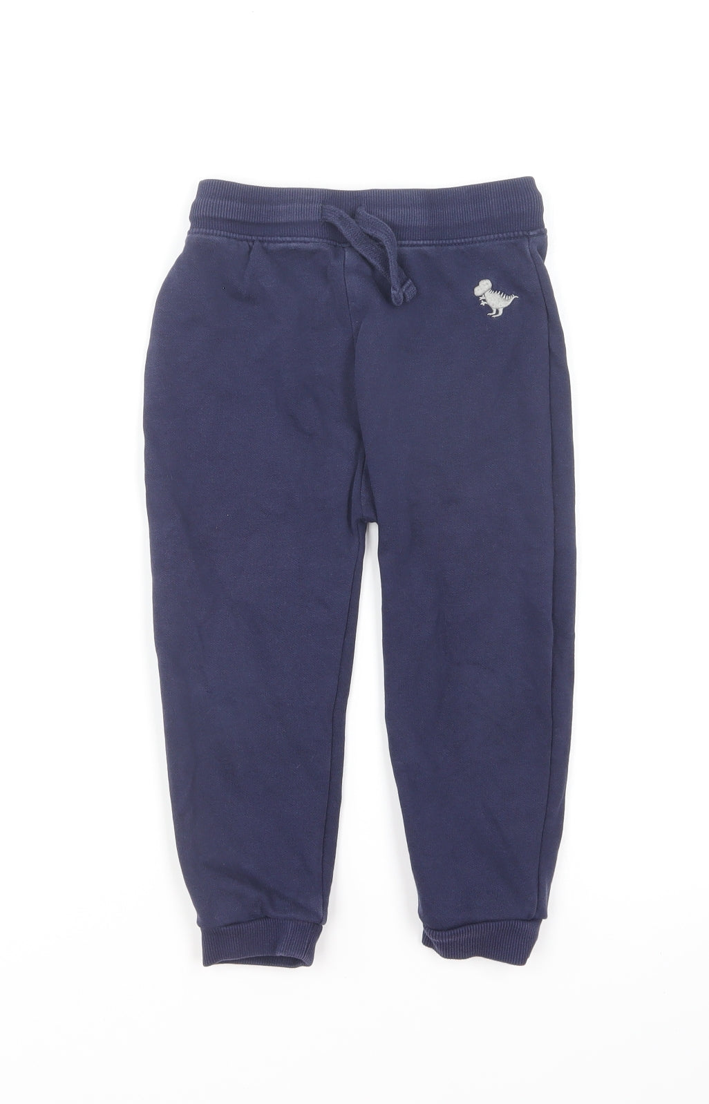 Dunnes Stores Boys Blue Cotton Jogger Trousers Size 3-4 Years Regular Drawstring - Dinosaur