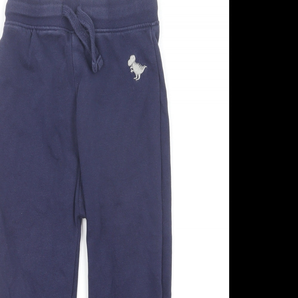 Dunnes Stores Boys Blue Cotton Jogger Trousers Size 3-4 Years Regular Drawstring - Dinosaur