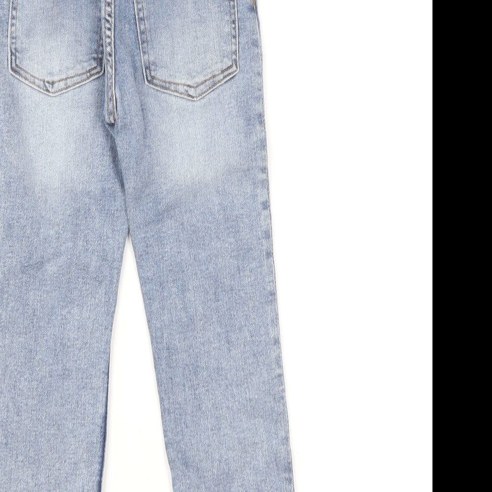 H&M Boys Blue Cotton Straight Jeans Size 3-4 Years Regular Button - Distressed.