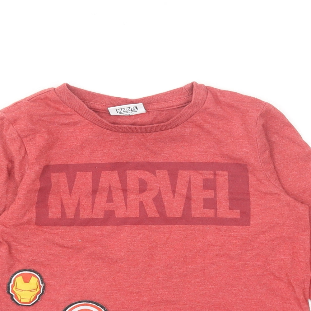Marvel Boys Red Cotton Basic T-Shirt Size 3-4 Years Round Neck Pullover - Marvel