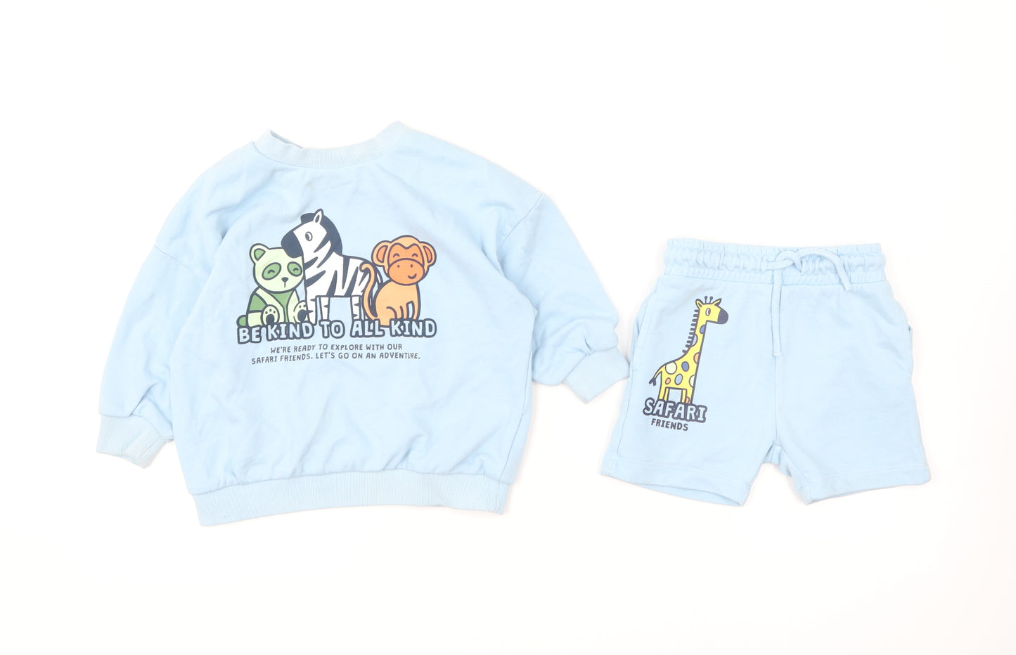 NEXT Boys Blue Cotton Shorts Set Outfit/Set Size 18-24 Months Pullover - Be Kind To All Kind