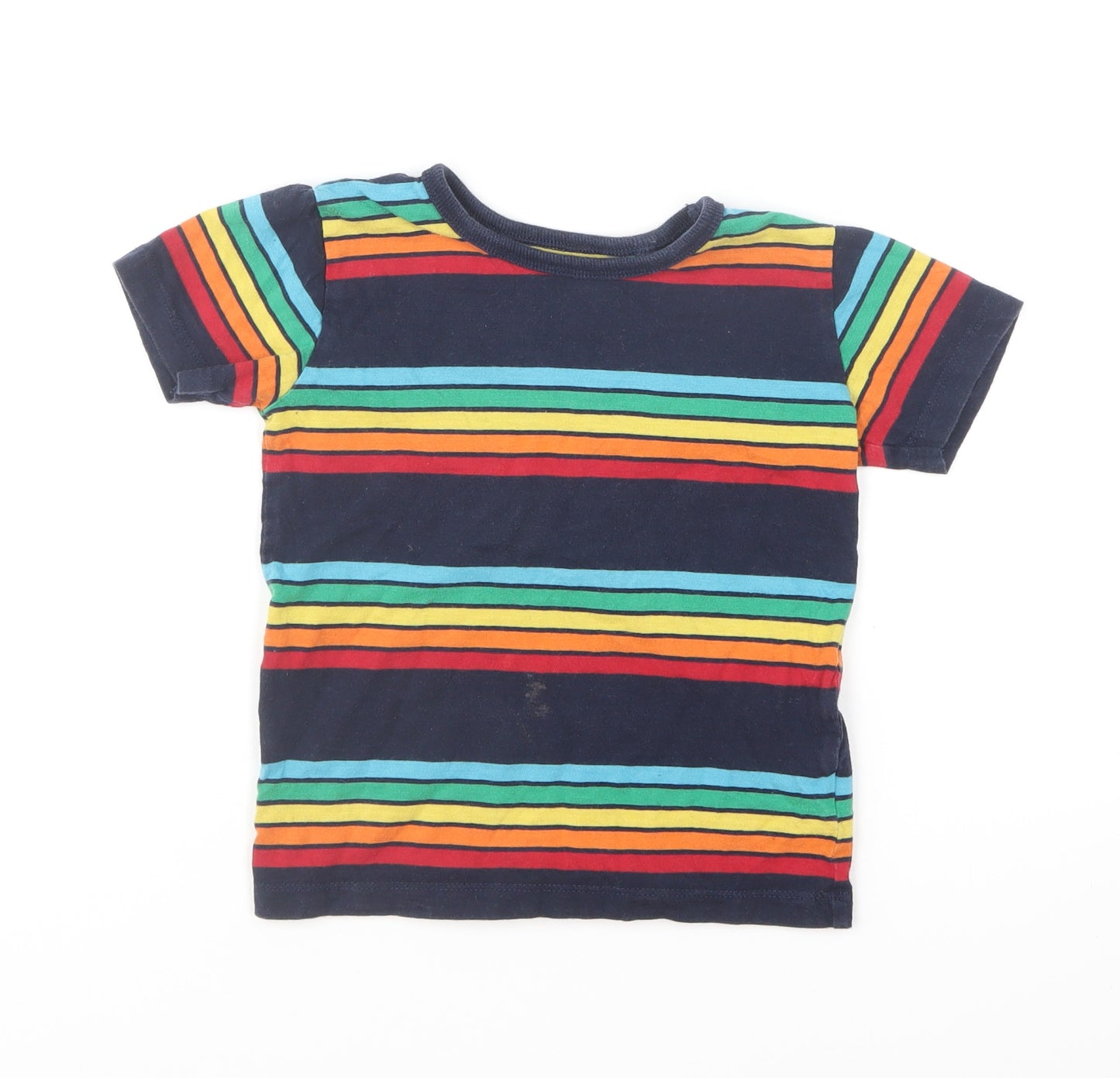 NEXT Boys Multicoloured Striped Cotton Basic T-Shirt Size 3-4 Years Round Neck Pullover