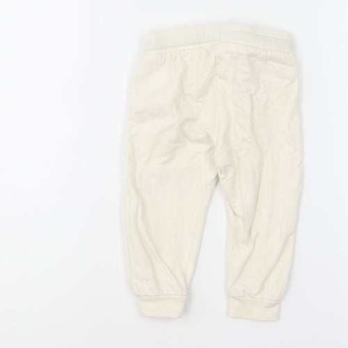 Pep & Co Baby Ivory Cotton Jogger Trousers Size 9-12 Months Drawstring - The Best Is Yet To Come