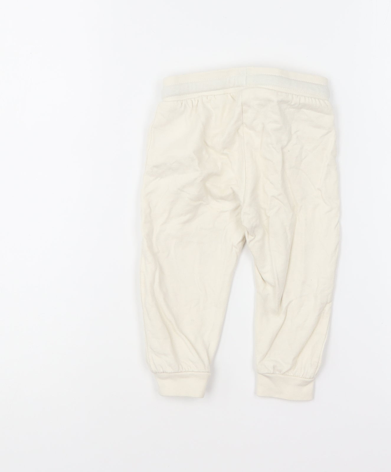 Pep & Co Baby Ivory Cotton Jogger Trousers Size 9-12 Months Drawstring - The Best Is Yet To Come