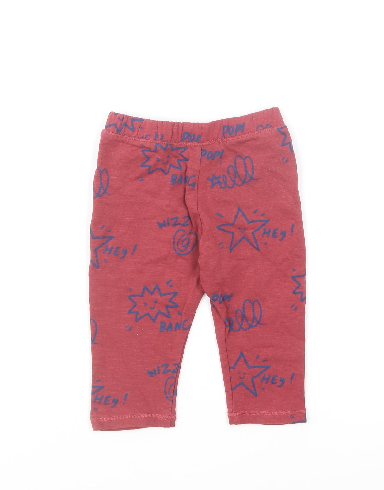 Marks and Spencer Boys Red Geometric Cotton Jogger Trousers Size 9-12 Months Pullover