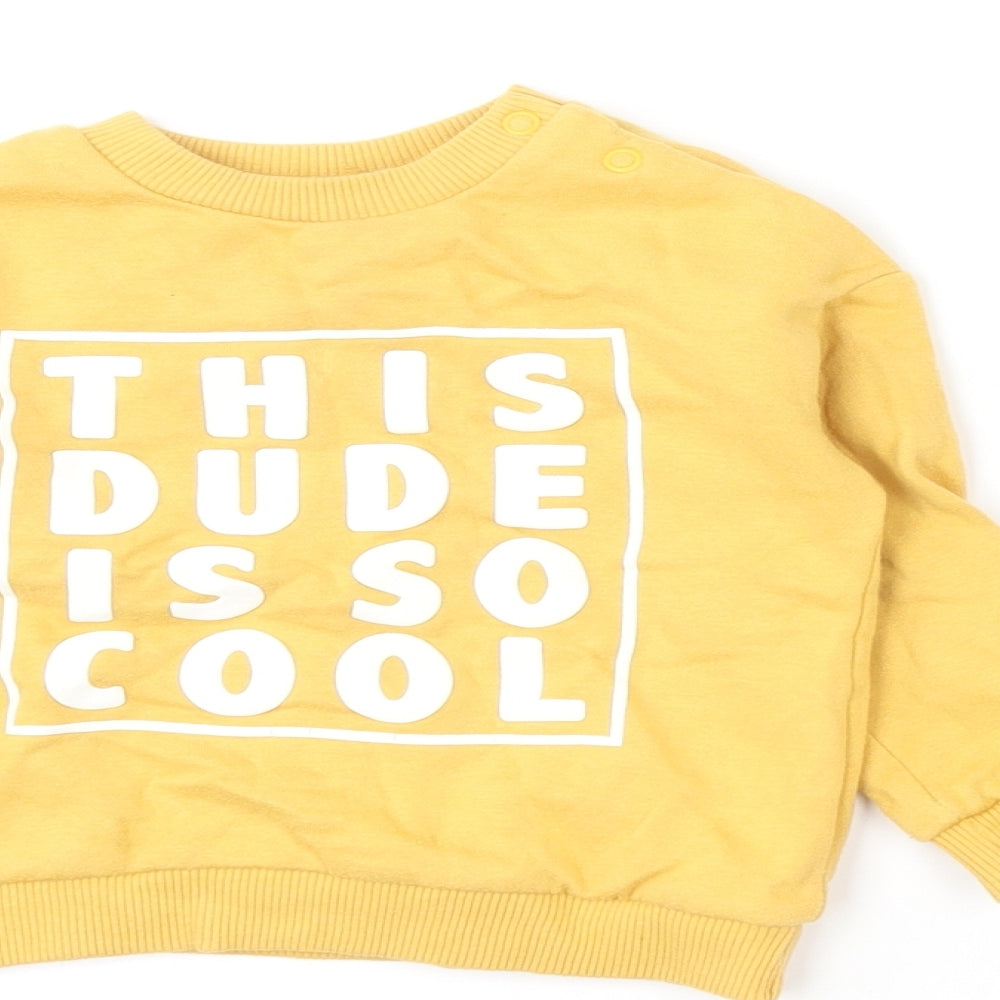 F&F Boys Yellow Solid Cotton Set Lounge Set Size 9-12 Months Pullover - This Dude Is So Cool