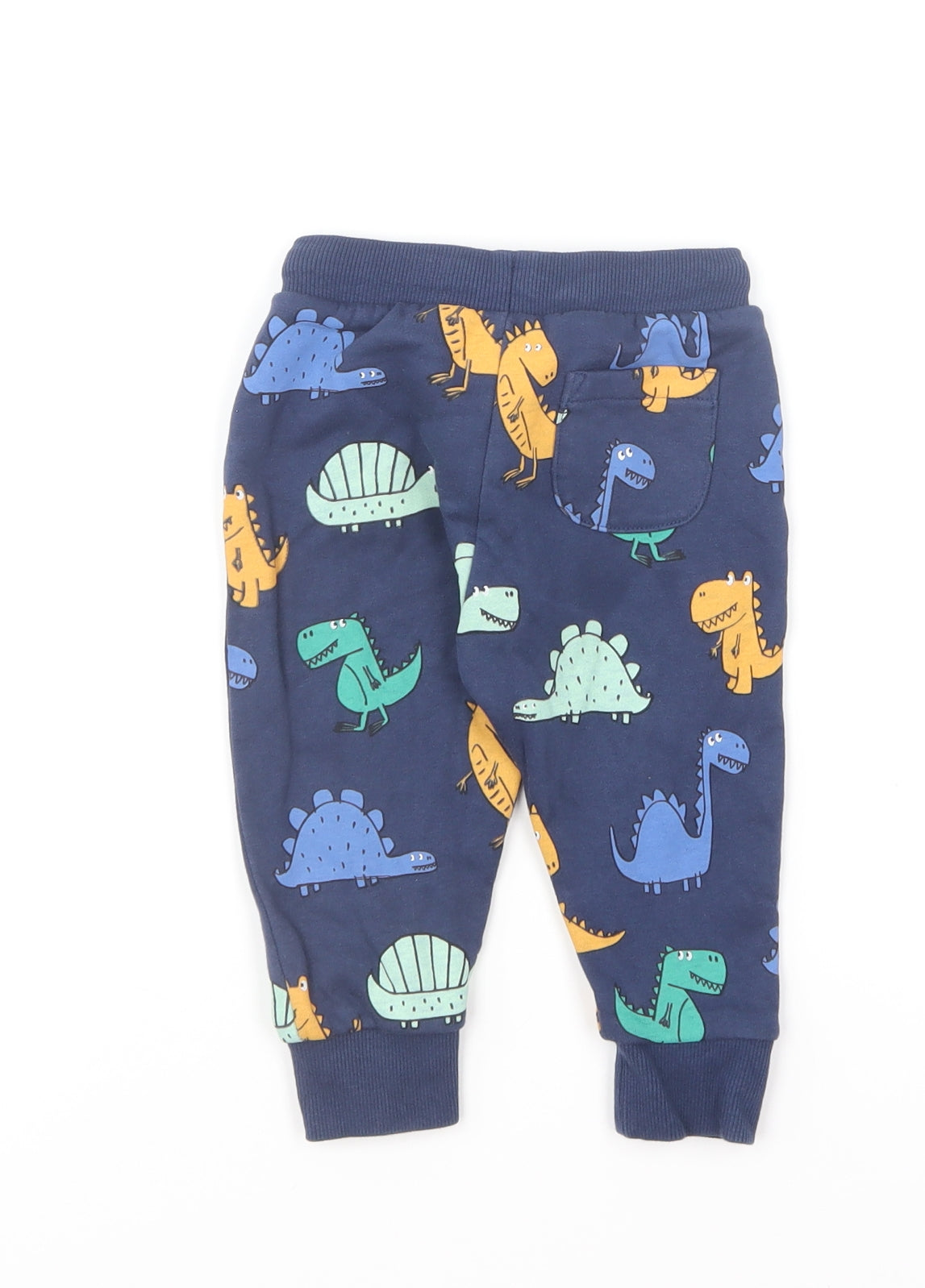 Marks and Spencer Baby Blue Geometric Cotton Jogger Trousers Size 9-12 Months Drawstring - Crocodile Print
