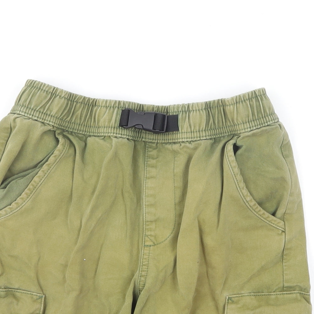 Marks and Spencer Boys Green Cotton Cargo Shorts Size 11-12 Years Regular Buckle