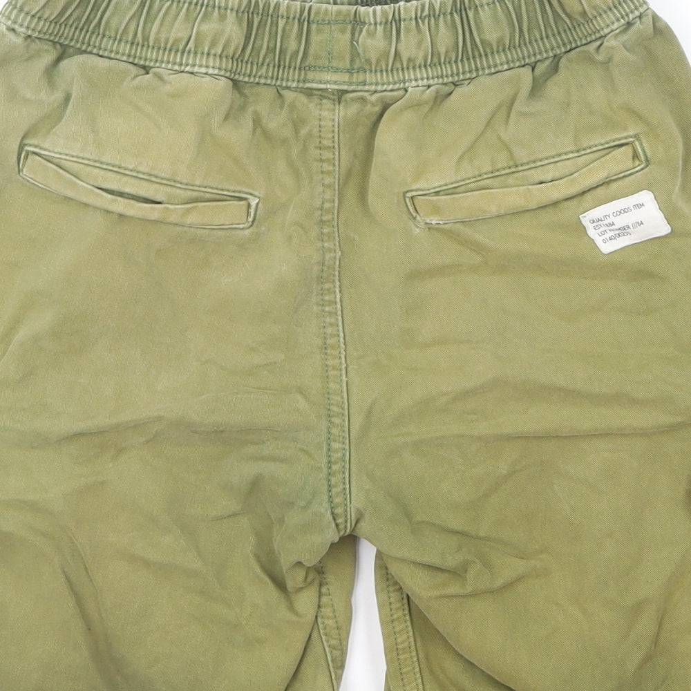 Marks and Spencer Boys Green Cotton Cargo Shorts Size 11-12 Years Regular Buckle