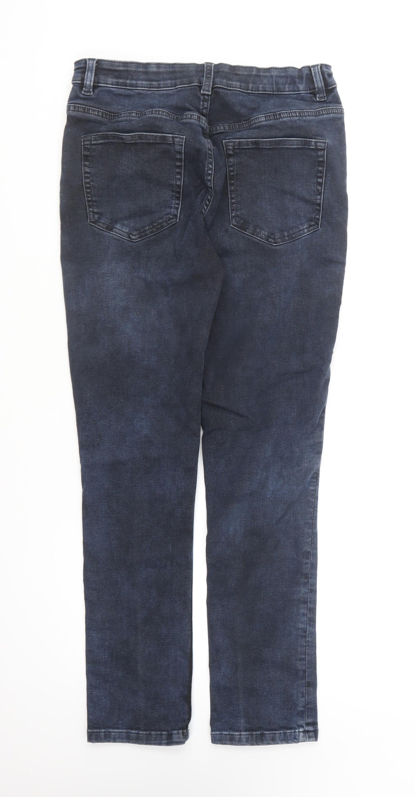 Marks and Spencer Boys Blue Cotton Straight Jeans Size 13-14 Years Regular Button