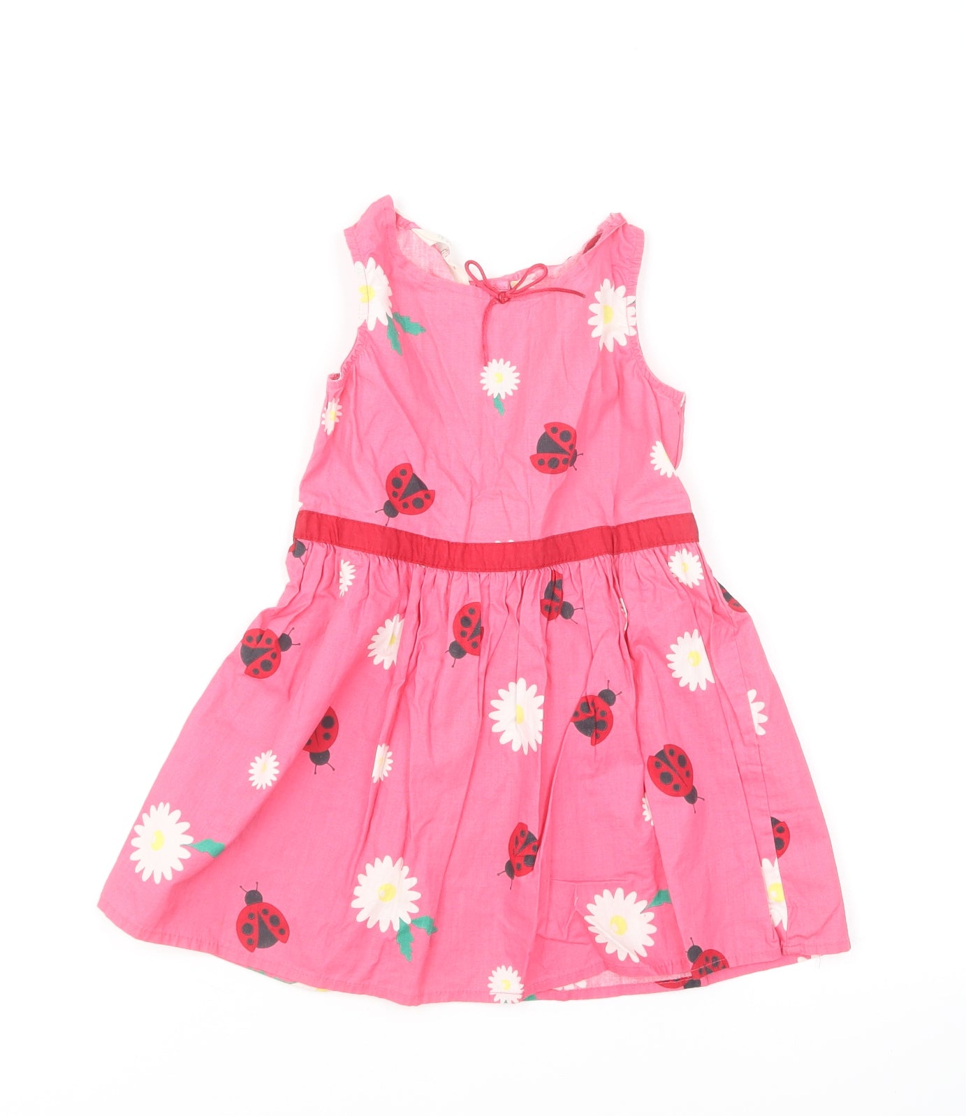 H&M Girls Pink Geometric Cotton Fit & Flare Size 2-3 Years Round Neck Button - Ladybird And Daisy's