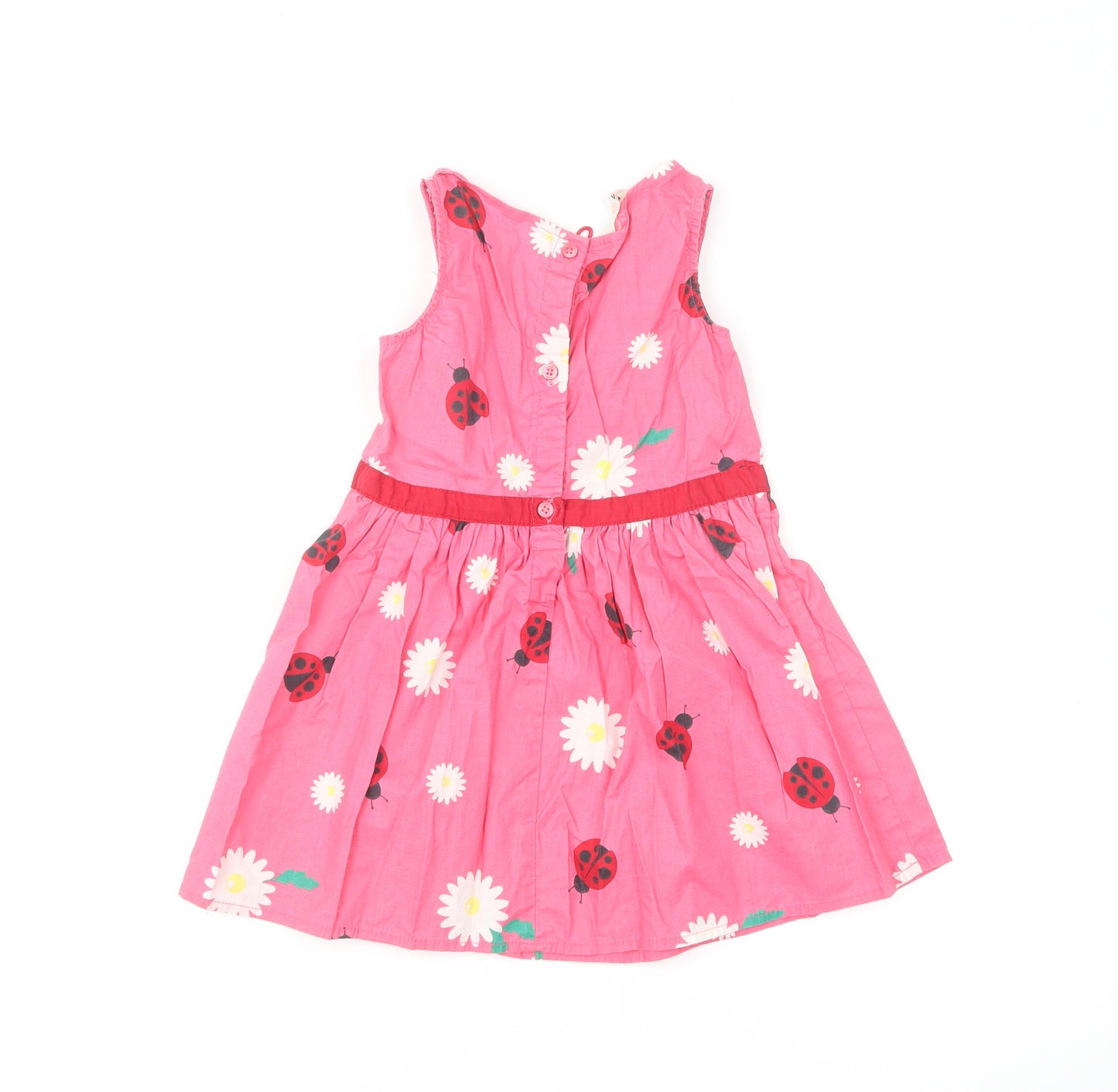 H&M Girls Pink Geometric Cotton Fit & Flare Size 2-3 Years Round Neck Button - Ladybird And Daisy's