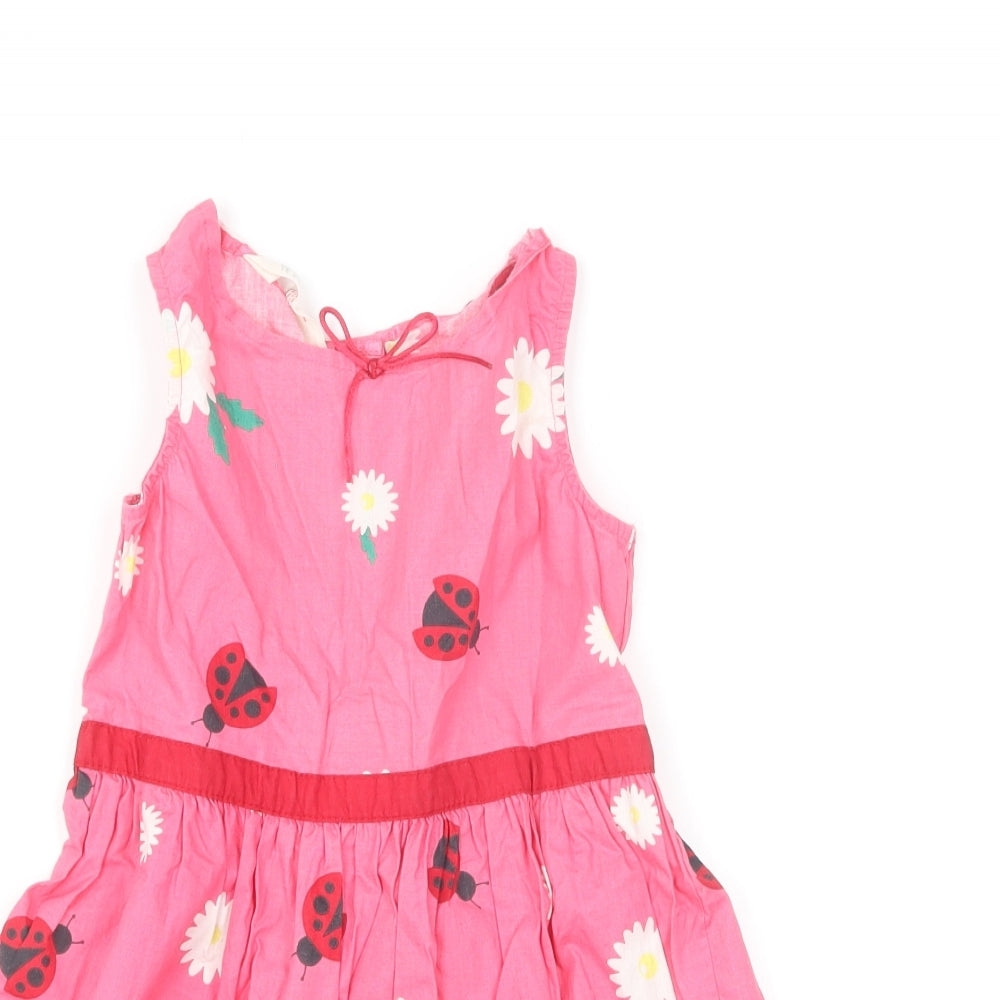 H&M Girls Pink Geometric Cotton Fit & Flare Size 2-3 Years Round Neck Button - Ladybird And Daisy's