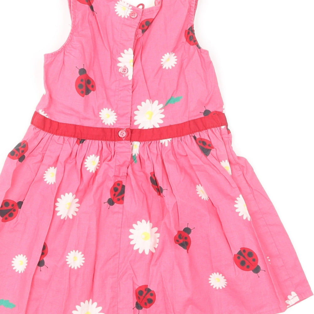 H&M Girls Pink Geometric Cotton Fit & Flare Size 2-3 Years Round Neck Button - Ladybird And Daisy's