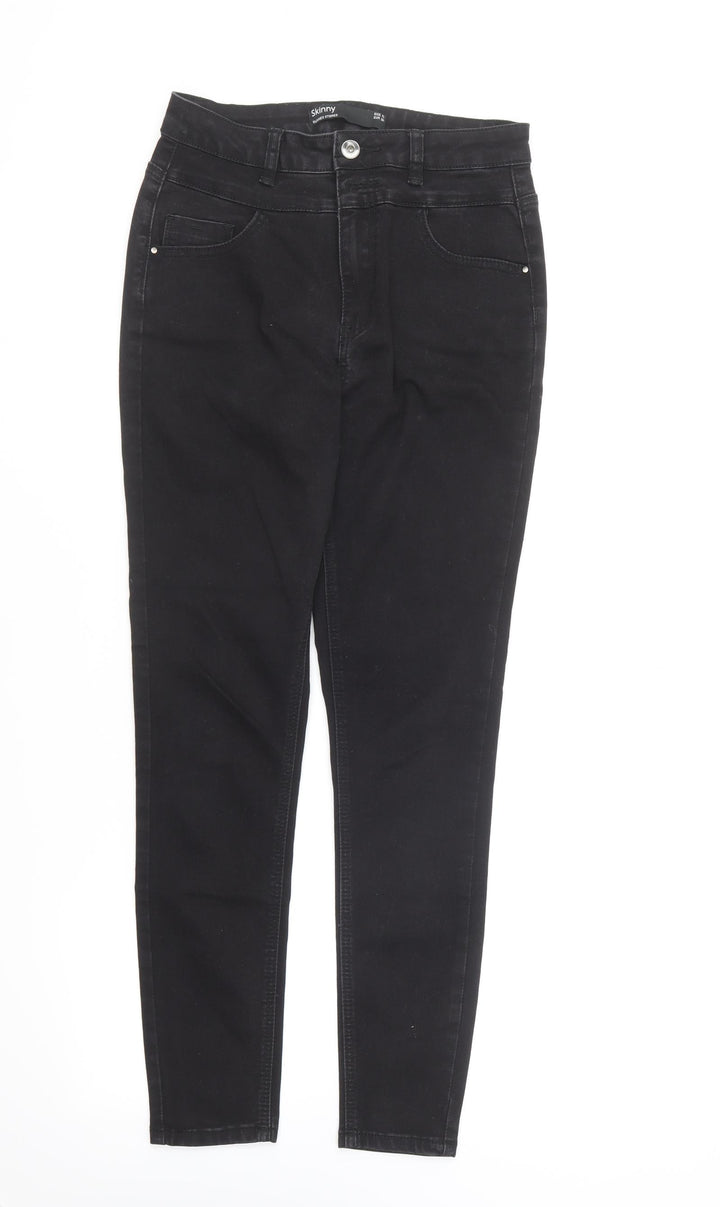 Dunnes Stores Womens Black Cotton Skinny Jeans Size 10 L26 in Regular Button