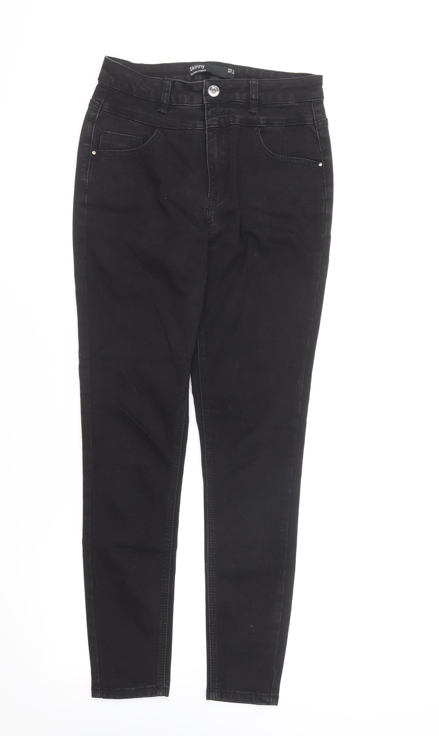 Dunnes Stores Womens Black Cotton Skinny Jeans Size 10 L26 in Regular Button