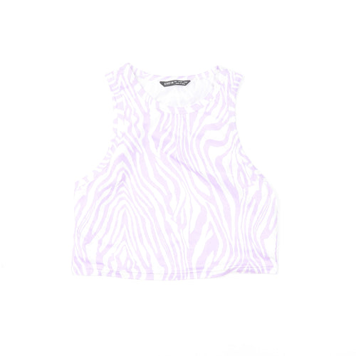SheIn Womens Purple Animal Print Polyester Cropped Tank Size L Round Neck - Zebra Print