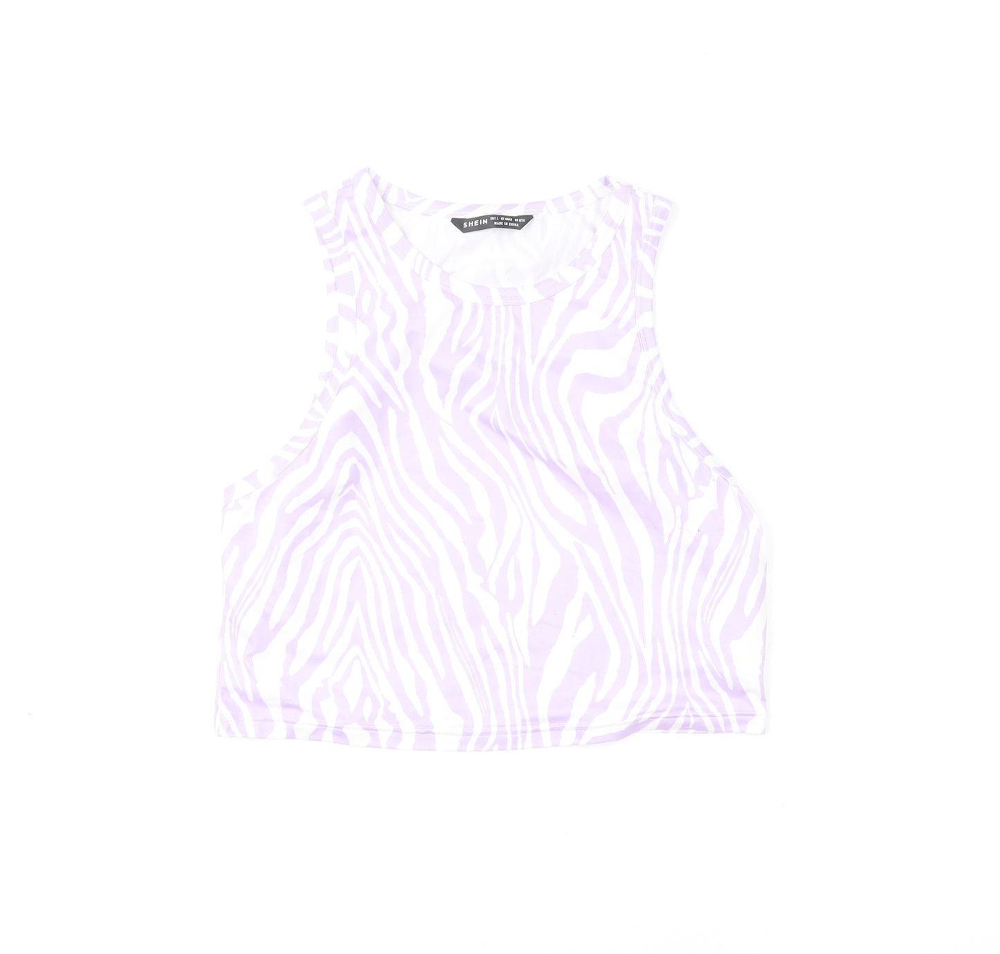 SheIn Womens Purple Animal Print Polyester Cropped Tank Size L Round Neck - Zebra Print